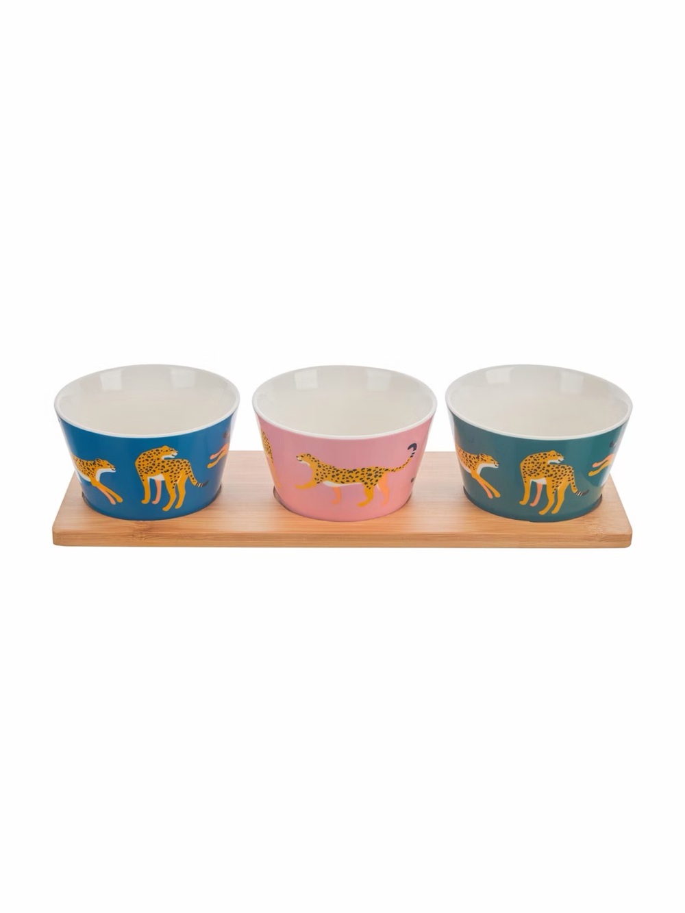 Ceramic Leopard Snack Bowls - Blue, Pink, Teal